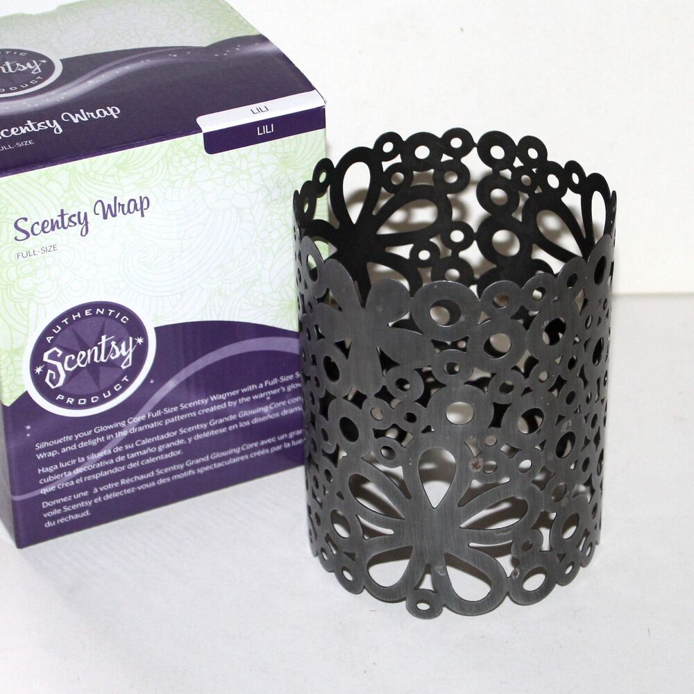 Scentsy Wrap Full Size LILI metal silver color flower modern shadow decor
